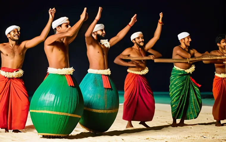 몰디브 전통 결혼식 - **Prompt 1: "A joyful Maldivian wedding couple standing gracefully on a pristine, untouched beach at...